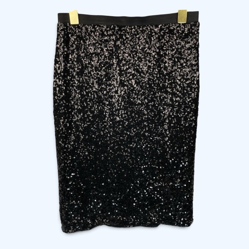 The Limited Black Sequin A-Line Skirt Elastic Waist Size XS Women's